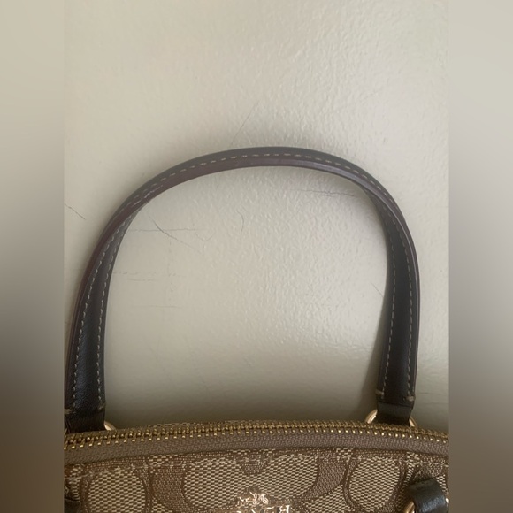 Coach Mini Kelsey Satchel In Signature Jacquard F27580 Brown tan crossbody - Picture 3 of 14